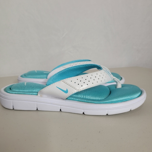 Nike Shoes - Nike Womens Comfort Footbed Flip Flops  Sandal Aqua Blue/White Glacier - Size 6